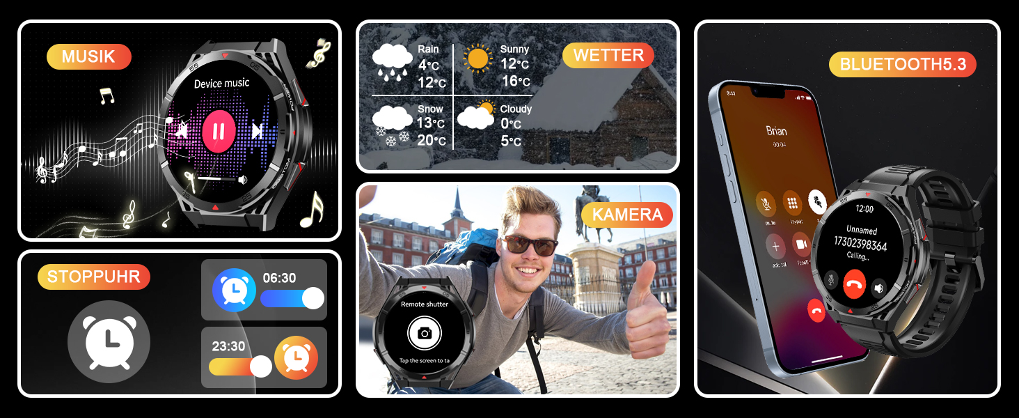 Smart Features - Music, Weather, Camera, Bluetooth